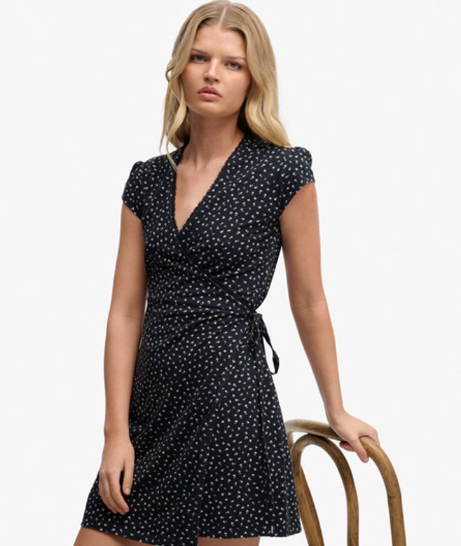Superdry & Co Women's Athletic Essential Wrap Dress Navy Navy Petal DP - Size: