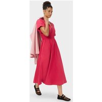Sweaty Betty Cotton Poplin V-Neck Short Sleeve Midi Dress, Red, Women's