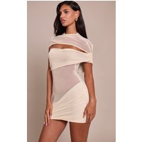 Almond Double Layer Mesh Twist Detail Bodycon Dress