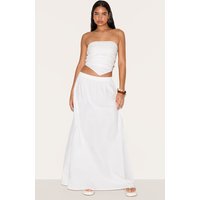 Tall White Cotton Poplin A-line Maxi Skirt