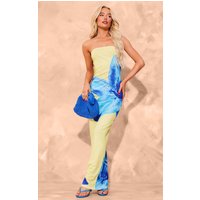Yellow Onion Skin Bandeau Orchid Print Maxi Dress