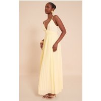 Lemon Chiffon Strappy Pleated Belt Detail Maxi Dress