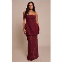 Shape Plum Structured A Line Lace Hem Maxi Dress