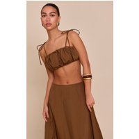 Chestnut Cotton Poplin Tie Strap Bralette