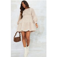 Stone Woven Ruffled Tiered Smock Dress