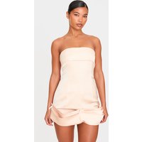 Champagne Satin Bow Detail Bodycon Dress