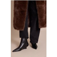 Black PU Kitten Wedge Ankle Boots