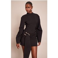 Black Cacoon Sleeve Trim Detail Mini Dress