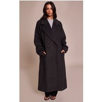 Petite Charcoal Brushed Wool Maxi Coat