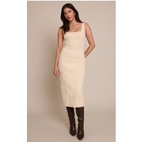 Stone Bodycon Seam Detail Denim Maxi Dress