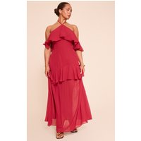 Shape red Chiffon Tiered Maxi Dress