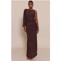 Chocolate Slinky Asymmetric Slouchy Maxi Dress