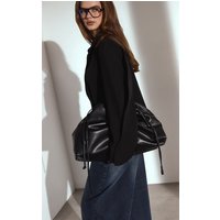 Black PU Oversized Pouch Clutch Bag