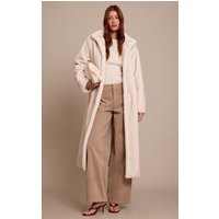 Cream Faux Fur Funnel Neck Maxi Coat
