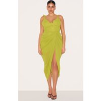 Plus Olive Underwire Detail Draped Midi Dress