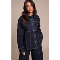 Petite Indigo Seam Detail Denim Shirt Jacket