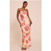 Floral Print Chiffon Bandeau Maxi Dress