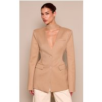 Taupe Moulded Hip Scarf Detail C Waist Blazer