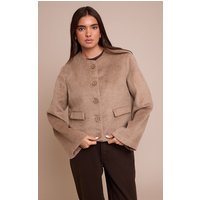 Taupe Brushed Wool Single Breasted Jacket