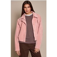 Dusty Pink Faux Suede Covered Placket Bomber Jacket
