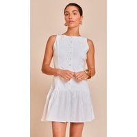 Petite White Button Up Shift Mini Dress
