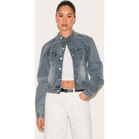 Vintage Blue Racer Collar Denim Jacket, Vintage Wash