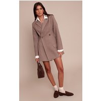 Taupe Wool Look Ced Waist Blazer Dress