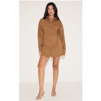 Chocolate Overlay Long Sleeve Shirt Dress