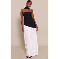 Black Contrast Pleated Skirt Maxi Dress