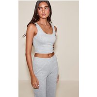 Ash Grey Scooped Neck Crop Top
