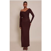 Chocolate Slinky Cross Wrap Maxi Dress