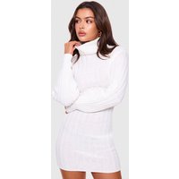 Cream Knitted Roll Neck Jumper Dress
