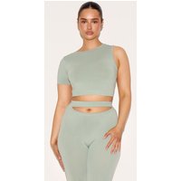Shape Sage Green Soft Seamless One Sleeve Crop Top