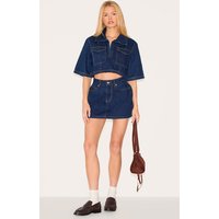 Indigo Contrast Stitch Denim Mini Skirt