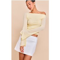 White Woven A Line Mini Skirt