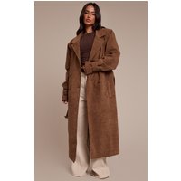 Petite Chocolate Croc Suede Trench Coat