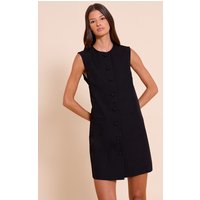 Black Tailored Woven Button Down A Line Mini Dress