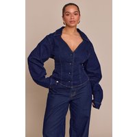 Shape Indigo Ced Plunge Neck Denim Jacket
