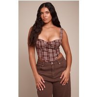 Shape Brown Tartan Corset Crop Top