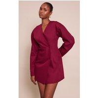 Plum Woven Balloon Sleeve Blazer Dress