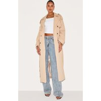 Beige Belted Double Breasted Trench Coat