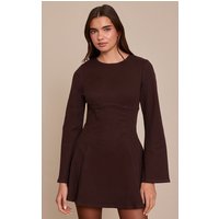 Dark Chocolate Long Sleeve C Waist Denim Mini Dress