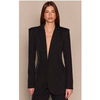 Premium Black Woven Fitted Blazer