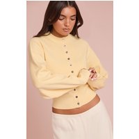 Buttercream Compact Knit Cardigan Sweater, Pale Yellow