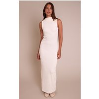 Cream High Neck Sleeveless Maxi Dress