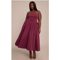 Plus Plum Woven Bandeau Ruched Skater Midaxi Dress