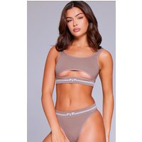 PrettyLittleThing Mocha Seamless Rib Cut Out Bralette