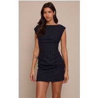 Tall Navy Pinstripe Ruched Bodycon Dress