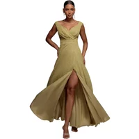 Women's Sparkly Wrap Dress Goddiva Lurex Maxi