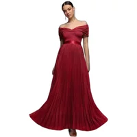 Pleated dress for women Goddiva Bardot Maxi